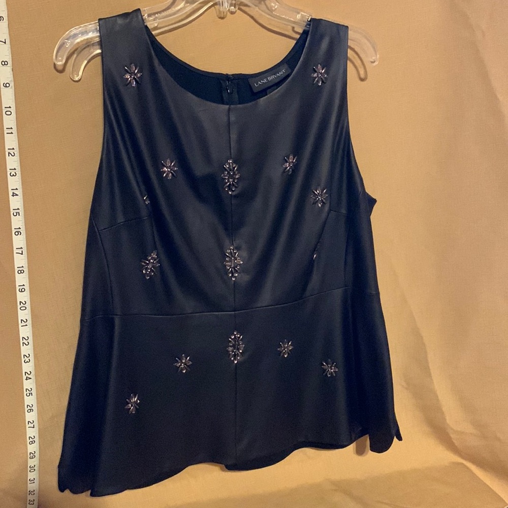 Lane Bryant Size 14 black blouse with gorgeous emblems on front. Great condition